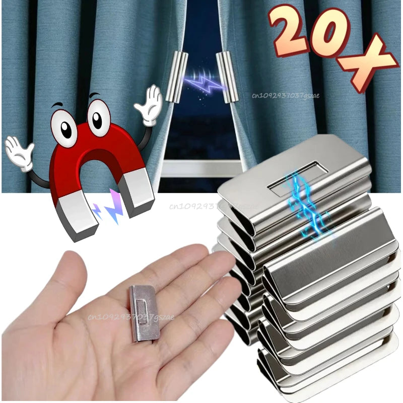 20 Pairs Strong Magnetic Curtain Clips Prevent Light Leaking Drill-Free Invisible for Home Bedroom Office  Curtain Accessories
