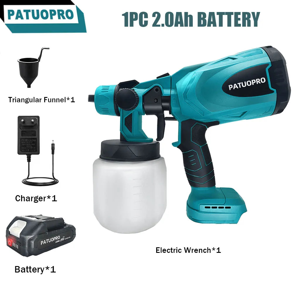Electric Spray Gun Cordless Paint Sprayer for Auto Furniture Steel Coating - Cordless Electric Spray Gun Compatible with Makita 18V Battery (No Battery Included) - Quality Shopping Centre