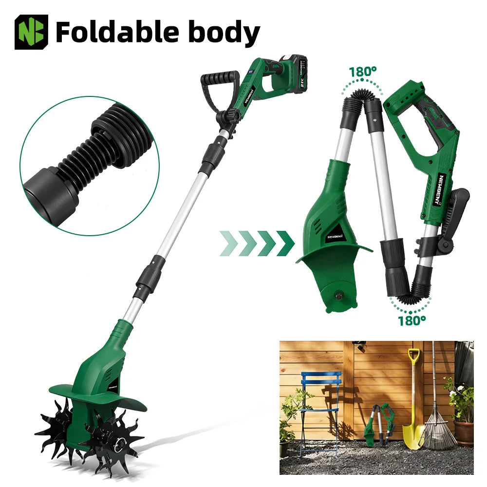 NEWBENY 200MM Elektrische Gazonmaaier Dubbelblads Grondfrees Tuinfrees Tuingereedschap voor Makita 21V Accu Pin