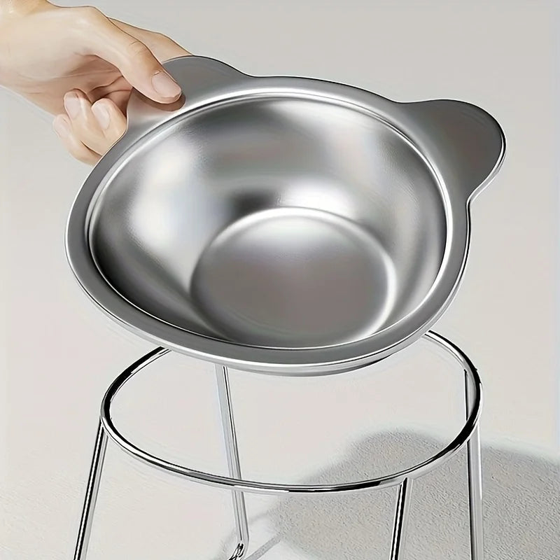 Stainless Steel Cat Bowl Elevated Cat Feeder Protection Neck Anti-Choking Pet bowl for Cats Small Dogs Cat Accessories