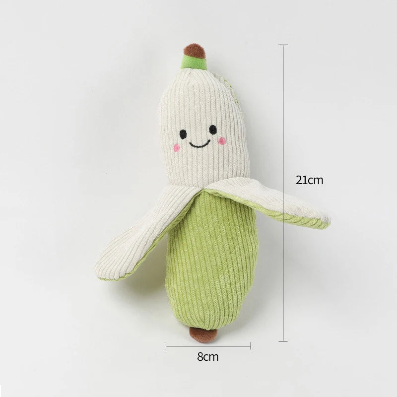 Plush Pet Dog Toy Cute Banana Shape Dog Squeak Toys Interactive Puppy Toys for Small Medium Dogs Bite Resistant Dog Toy