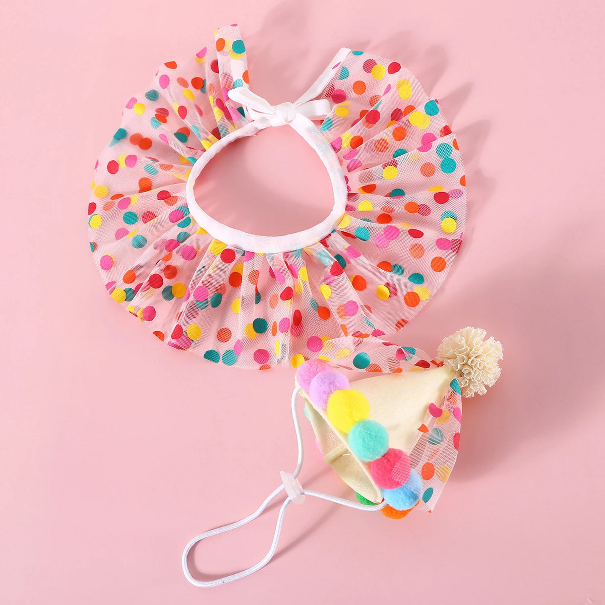 Colorful Dog Cat Birthday Hat Adjustable Cat Birthday Scarf Hat Set Cute Dog Bib Pet Birthday Party Dress Up Hat Dog Accessories