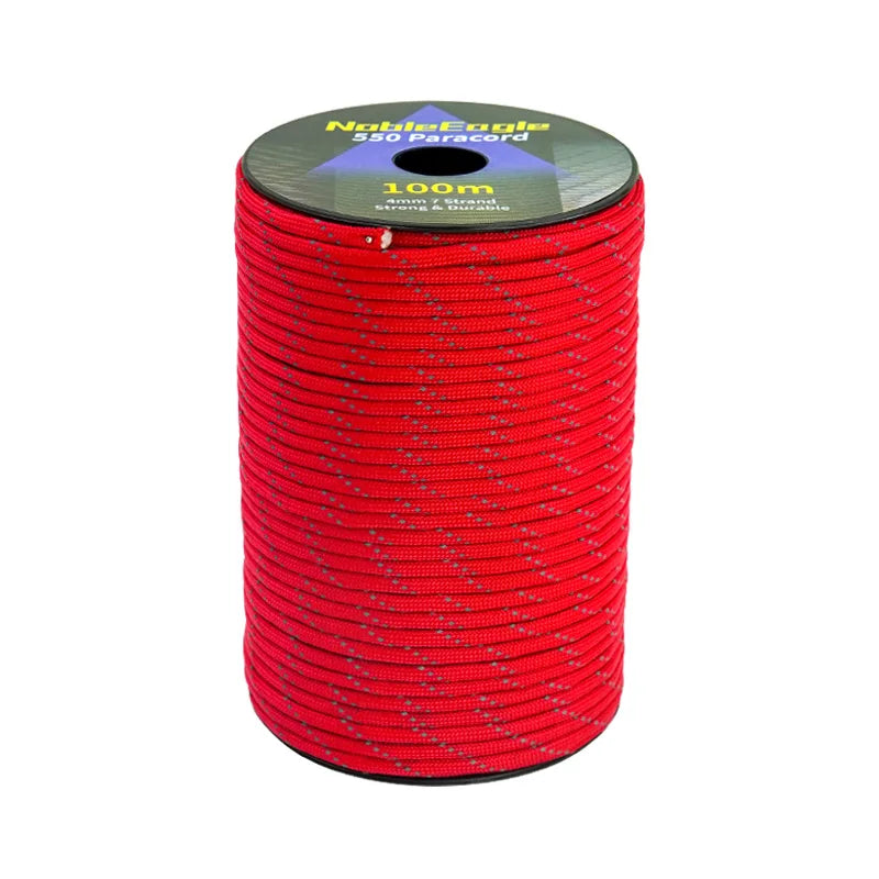 Reflective Paracord Military 7 Strand 4mm 550 Tactical Parachute Cord Camping Tent Lanyard DIY Bracelet Weaving Rope