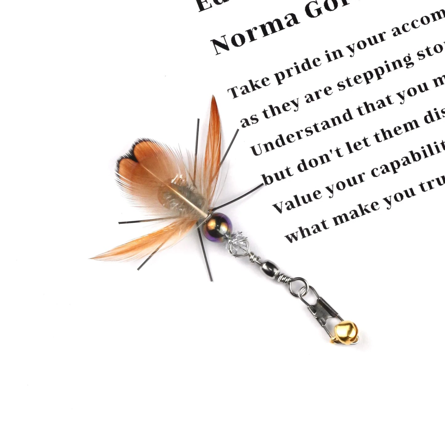 3pcs/4pcs Artificial Insect Cat Teaser Stick Accessories Brown Feather Replacement Head Kitten Pet Toy Wand