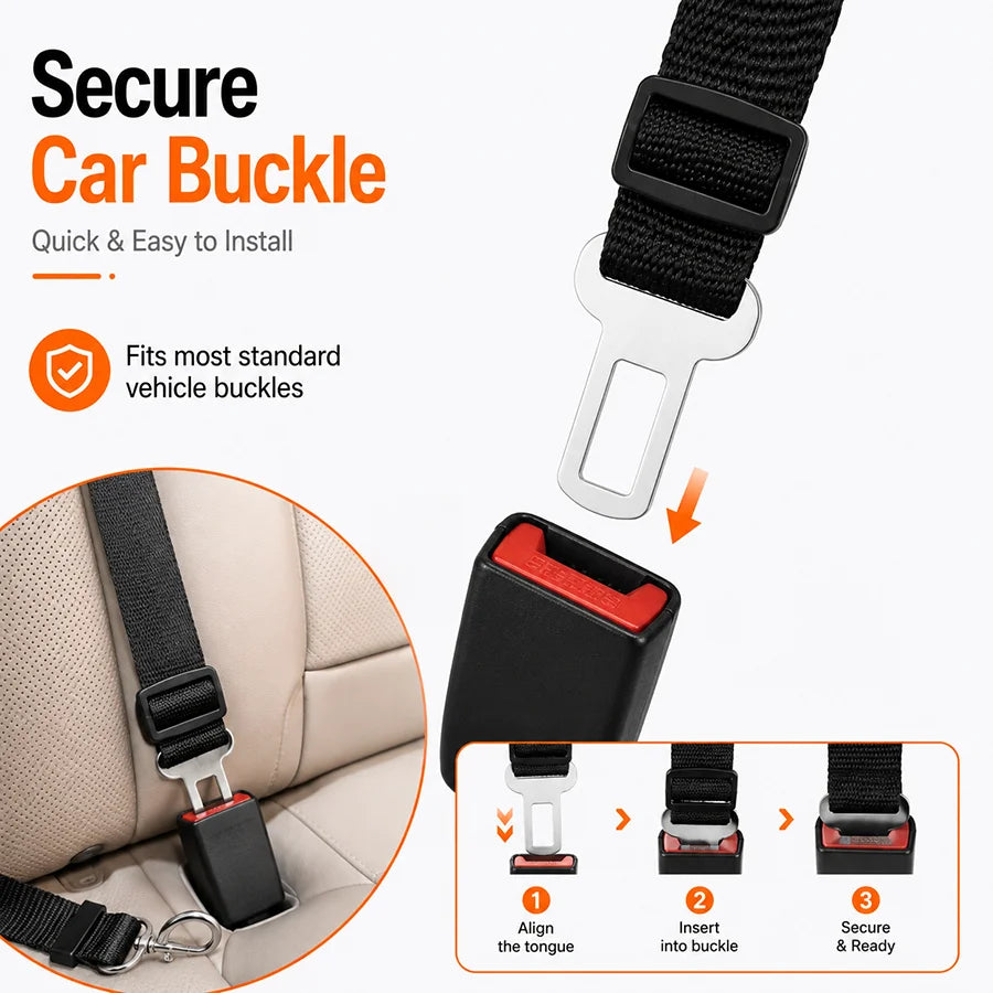 Dog Car Seat Belt Leash Adjustable Pet Safety Tether Nylon Webbing with Metal Buckle for Vehicle Travel Small Large Dogs Pets