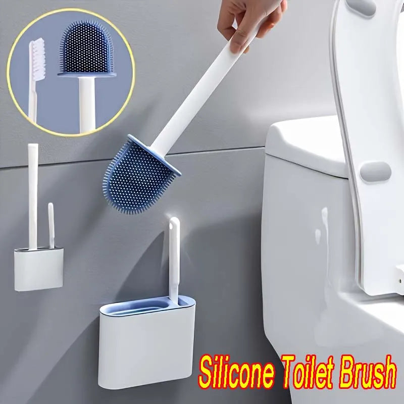 Silicone Toilet Brush Cleaner Wc for  Bathroom Cleaning Toilet Accessories Long Handle FlexibleCleaner Brush BathroomAccessories