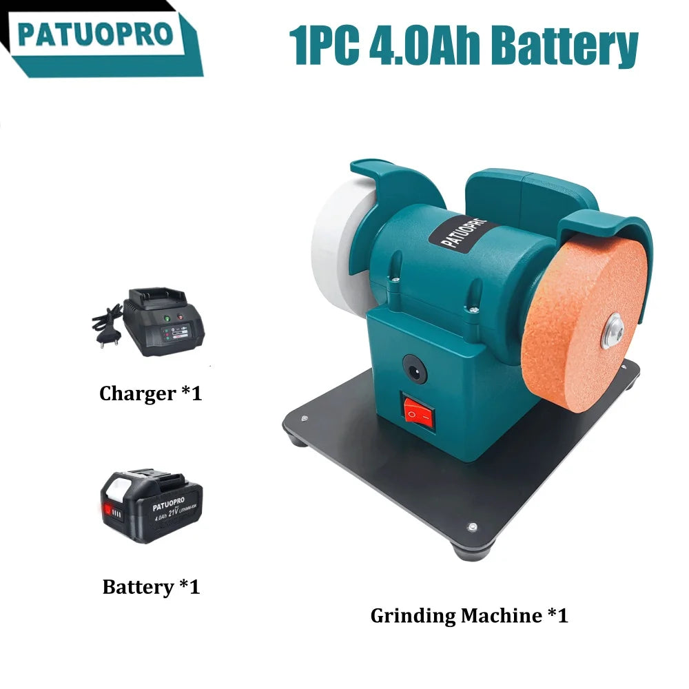 Portable Dual-Wheel Mini Grinder Cordless Polisher 100/120 Mesh Wheels Metal Polishing Sharpening Tool For Makita 18V Battery