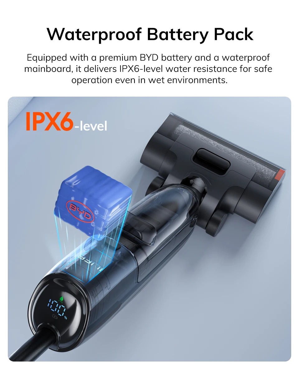 ILIFE W90 Pro Snoerloze Stofzuiger en Dweil Nat & Droog, 7000Pa Zuigkracht, Zelfreiniging met één druk op de knop, Vloerreiniger, LED-display, Grote dubbele watertank, Verbeterde W90