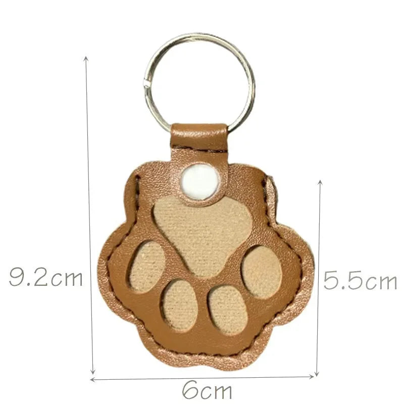Pet Paw Fur Keepsake Keychain, Cute Fillable Cat Dog Hair Collection Pendant for Bags Keys, Snap Button Gift, 5.5cm with Ring