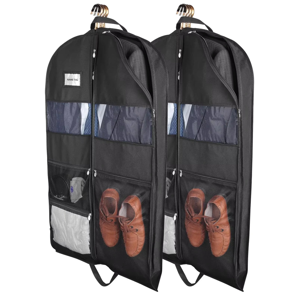 Garment Bags for Travel,Hanging Garment Bags for Men,Double Sides Zipper & Large Mesh Pockets,Monogrammed Closet Clothes Storage