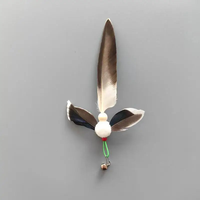 Lot de 3/5 plumes d'insectes artificiels de couleurs aléatoires, accessoires pour jouets à teaser pour chat, têtes de rechange pour cannes à pêche pour animaux