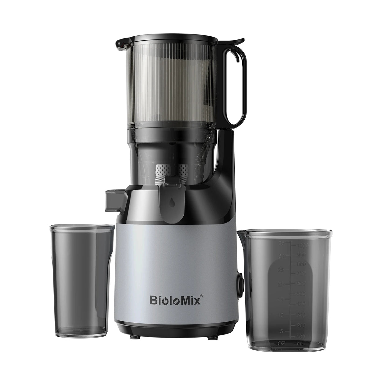 BioloMix Slow Masticating Juicer Cold Press with 130mm Feed Chute BPA Free High Juice Yield Whole Fruit & Vegetable Juicer