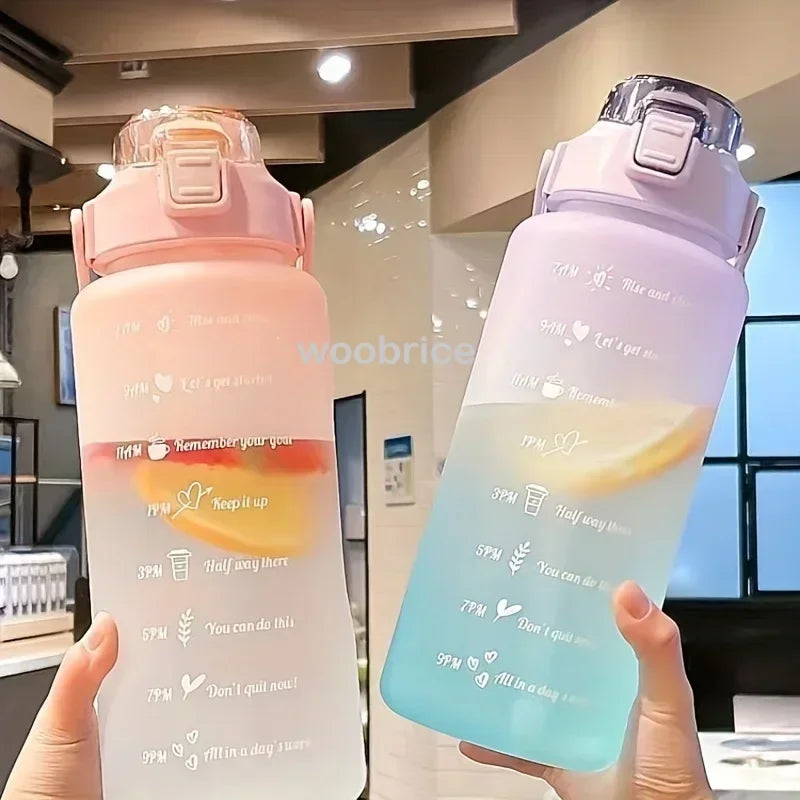 2 Liter Large Capacity Sports Water Bottle Leak Proof Colorful Plastic Cup Drinking Outdoor Travel Portable Gym Fitness Jugs