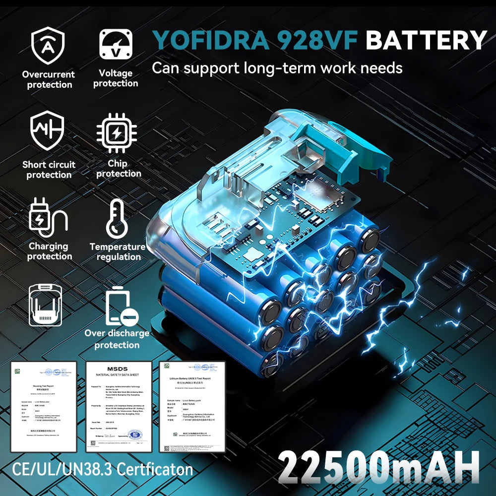 18V 21V oplaadbare lithiumbatterij met digitaal display 388VF 15000mAh.928VF 22500mAh.Accu voor kettingzaag, moersleutel en elektrisch gereedschap
