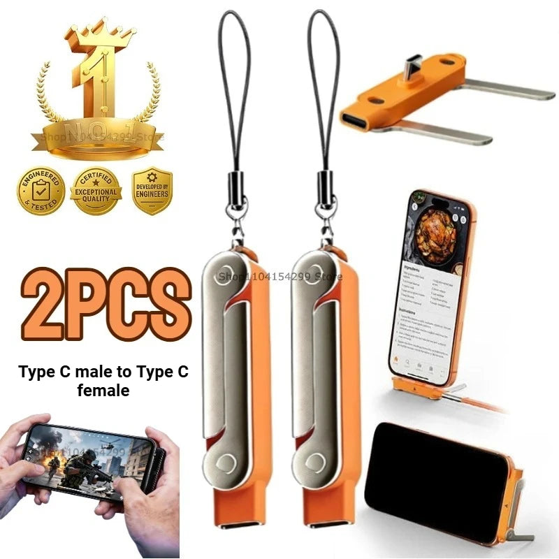 2‑in‑1 240W Super Fast Charging Cable Detachable Foldable Desktop Phone Stand Holder for Smartphone Tablet Laptop Travel Use