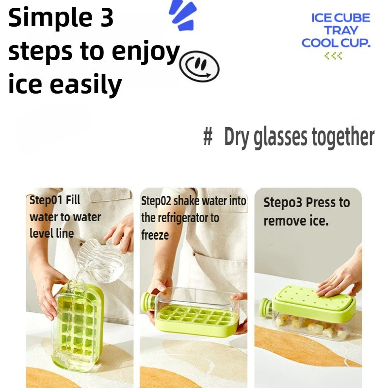 Ice Cube Tray With Straw Food-grade 2-in-1 Ice-make Pressing Mould Ice Drink Bottle Silicone Ice Cube Tray Outdoor Beverage Cup