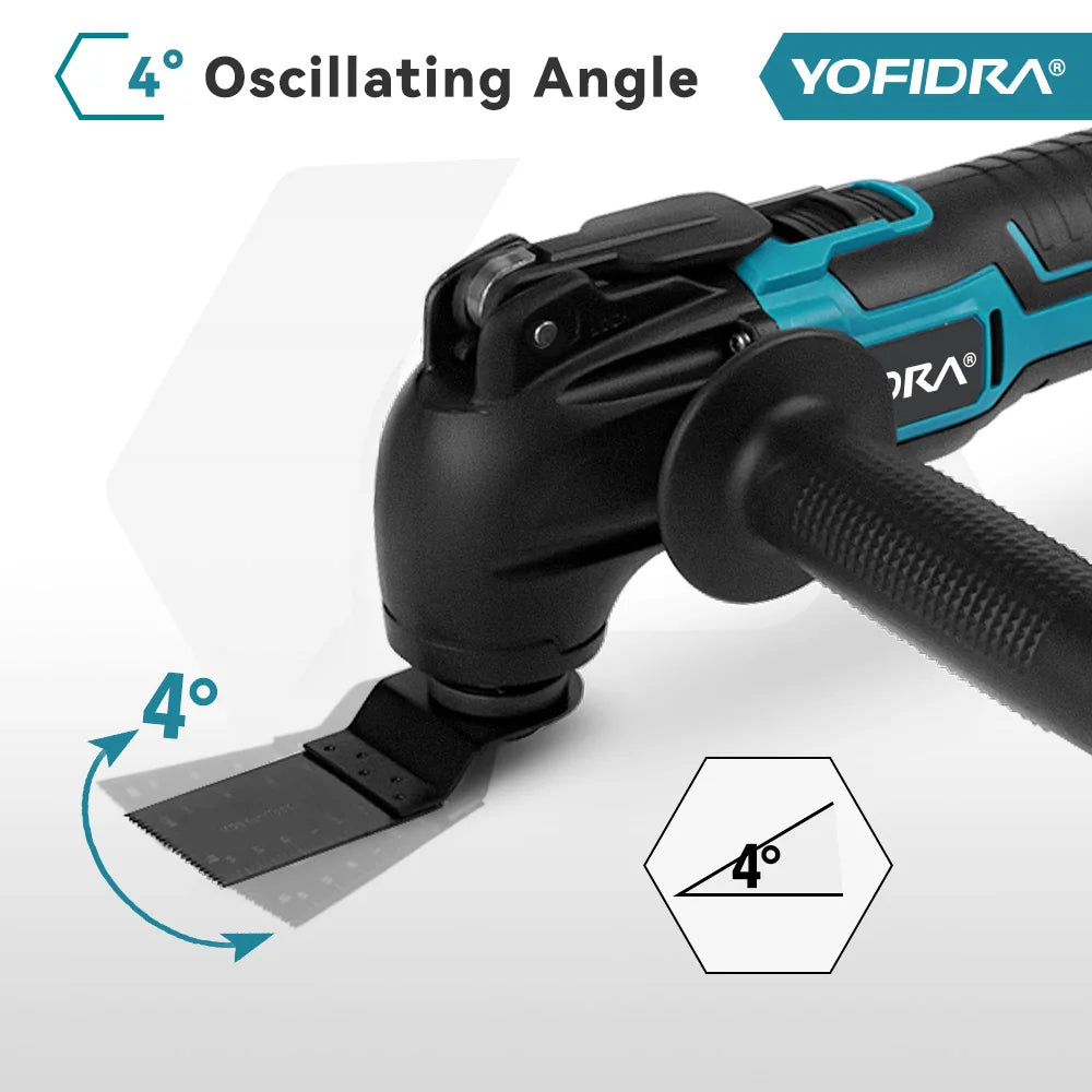 YOFIDRA 6 versnellingen snoerloze oscillerende multitool elektrische snij-, polijst- en trimmachine elektrisch gereedschap voor Makita 18-21V accu