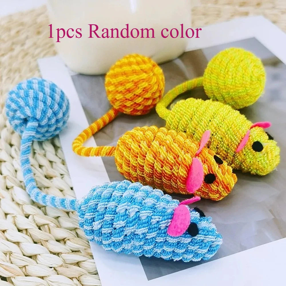 1 pièce/2 pièces Jouet pour chat souris Jouets pour chat cordes interactives balles jouets pour chats souris sonore taquinerie jouet pour chats avec fournitures pour animaux
