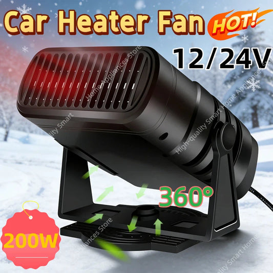 200W Dryer Windshield Defogging Car Heater 12V/24V Heater Portable Defogger Defroster Heating Fan Household Heater 2026 New