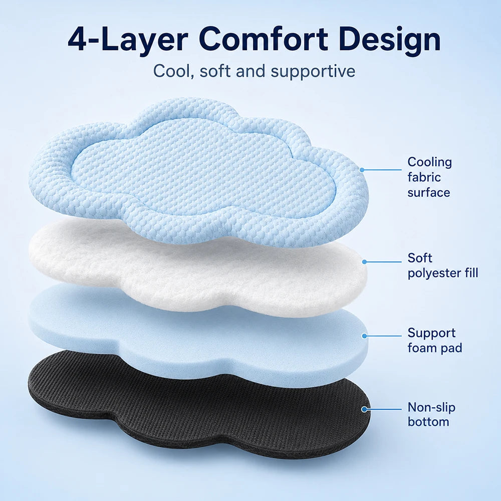75x52cm Pet Cooling Mat Cloud Shape Dog Cat Summer Bed Breathable Puppy Sleeping Mat Anti Slip Cat Mat Dog Accessories