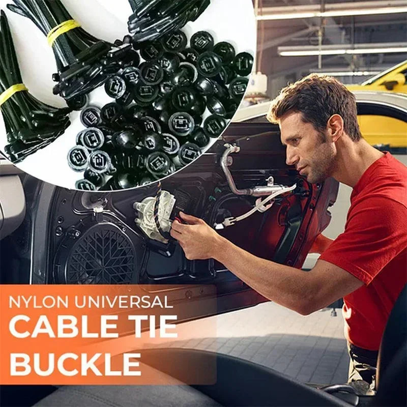 Self-locking Universal Nylon Cable Tie Buckle Heavy Duty Zip Ties with Pin & Button Car Daily Repair Fastening Strap