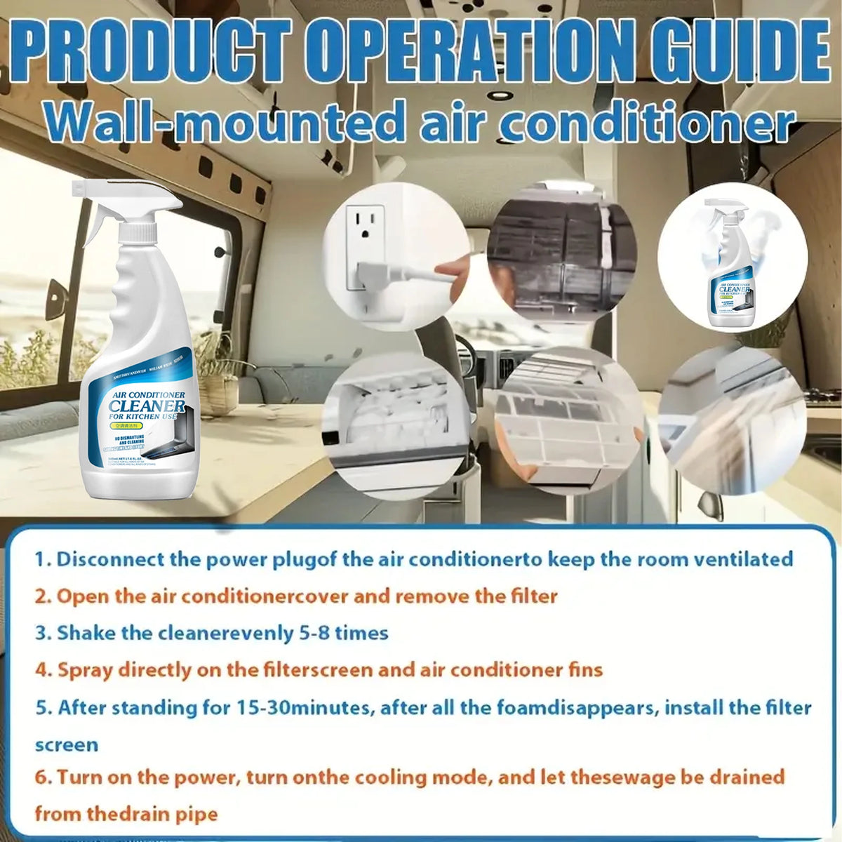 New 500ML Air Conditioner Foaming Cleaner Spray Deodorizer Professional Household Outside Machine Cleaning Foam Spray Deodorizer