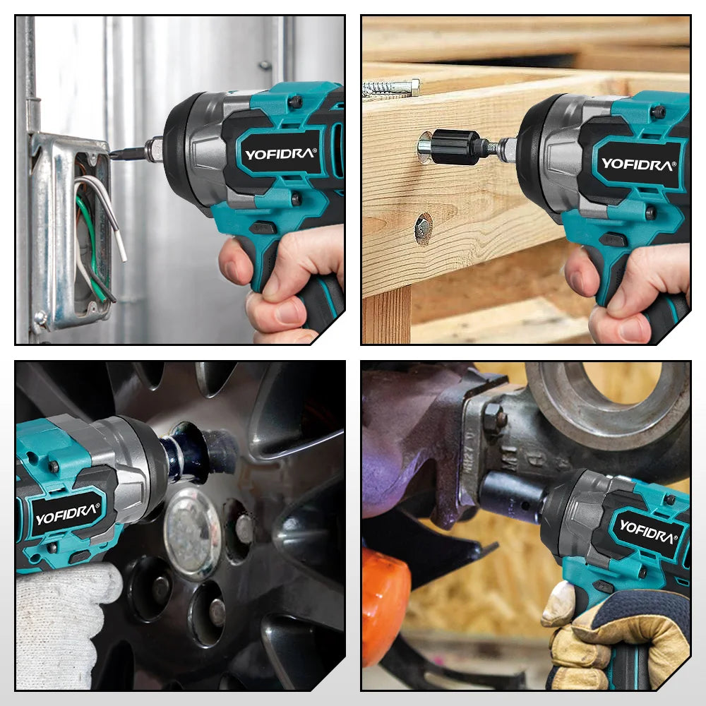 YOFIDRA 5 Gears 1200N.M Torque Brushless Electric Wrench Cordless Car Screwdriver Househeld Power Tools For Makita Battery Pin
