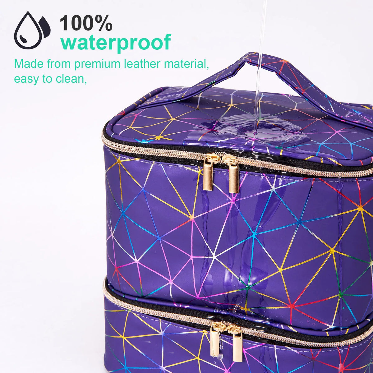 Leather Nail Polish Organizer and Nail Lamp Case,Nail Kit Organizer Holds 30+ Bottles and a Nail Lamp, Nail Polish Carrying Case