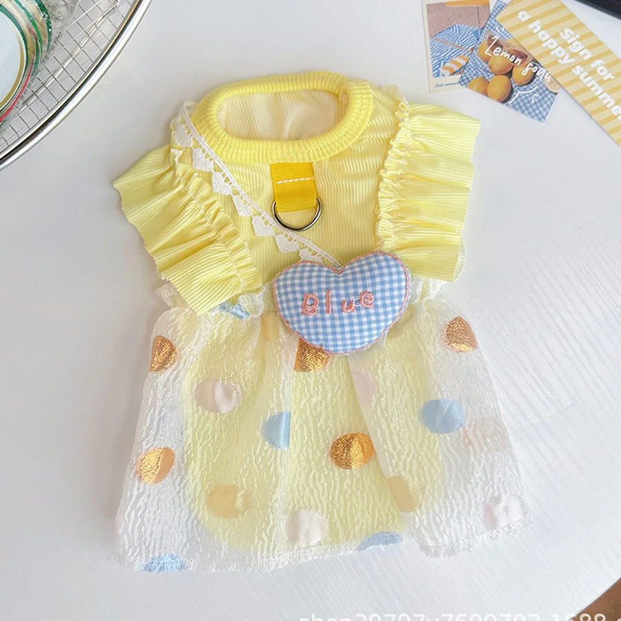 Spring Summer Pet Dog Skirt Breathable Dog Clothes for Small Medium Dogs Sweet Puppy Kitten Dresses Dog Accessories