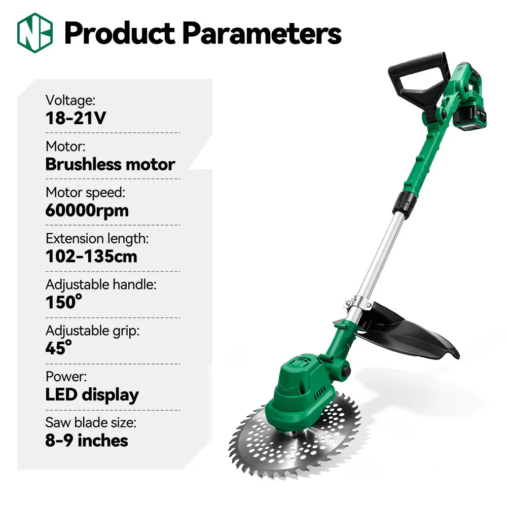 NEWBENY 3-in-1 Borstelloze Elektrische Grasmaaier Accu Grastrimmer Verstelbare Tuinmaaier Elektrisch Gereedschap voor Makita 21V Accu