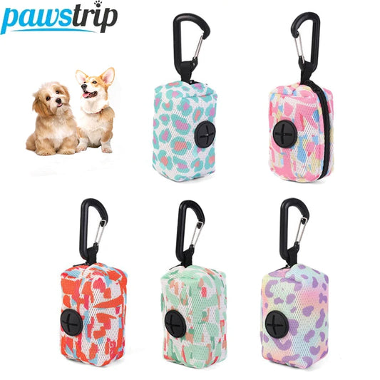 Colorful Print Dog Waste Bag Dispenser Portable Dog Poop Bag Holder Outdoor Pet Trash Bags Dispenser Dog Accessories