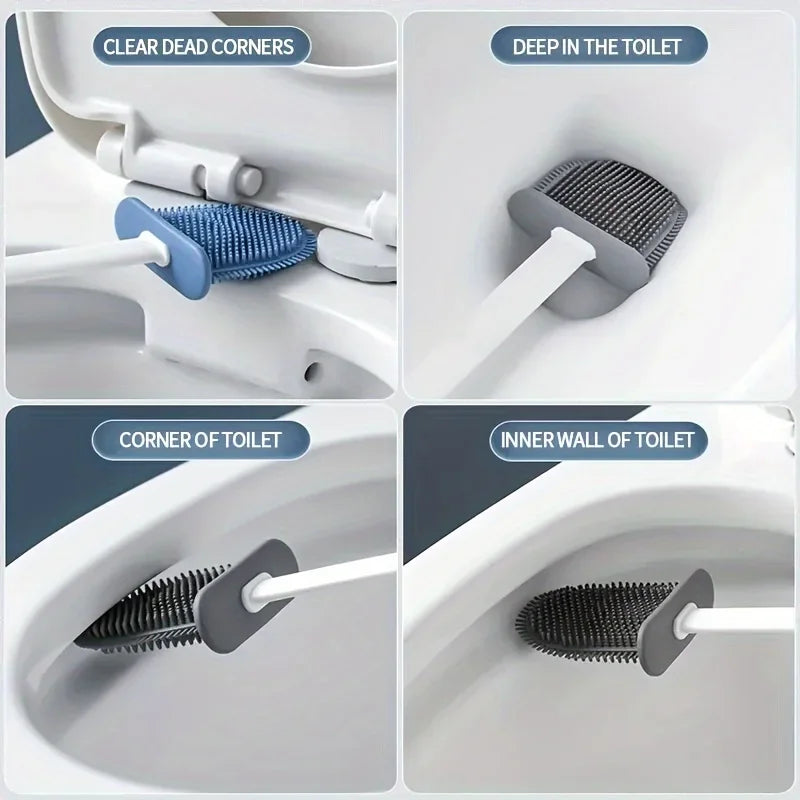 Silicone Toilet Brush Cleaner Wc for  Bathroom Cleaning Toilet Accessories Long Handle FlexibleCleaner Brush BathroomAccessories