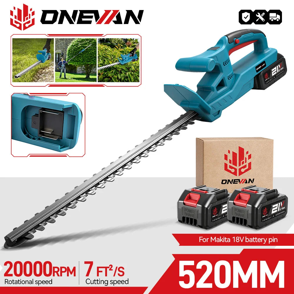 ONEVAN 20-inch 20000RPM Elektrische Heggenschaar Tuin- en Landschapsarchitectuur Heggensnoeier Trimmer Tuinieren Lithium-Ion Accu Gereedschap
