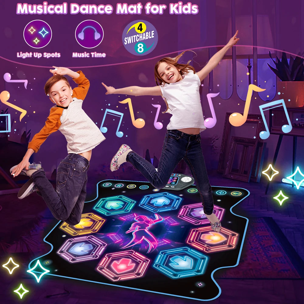 VATOS Dance Mat for Kids - 27 Levels, 8 LED Keys, Bluetooth 5, 5 Game Modes, Built-in Music for Ages 3+ Years - Quality Shopping Centre