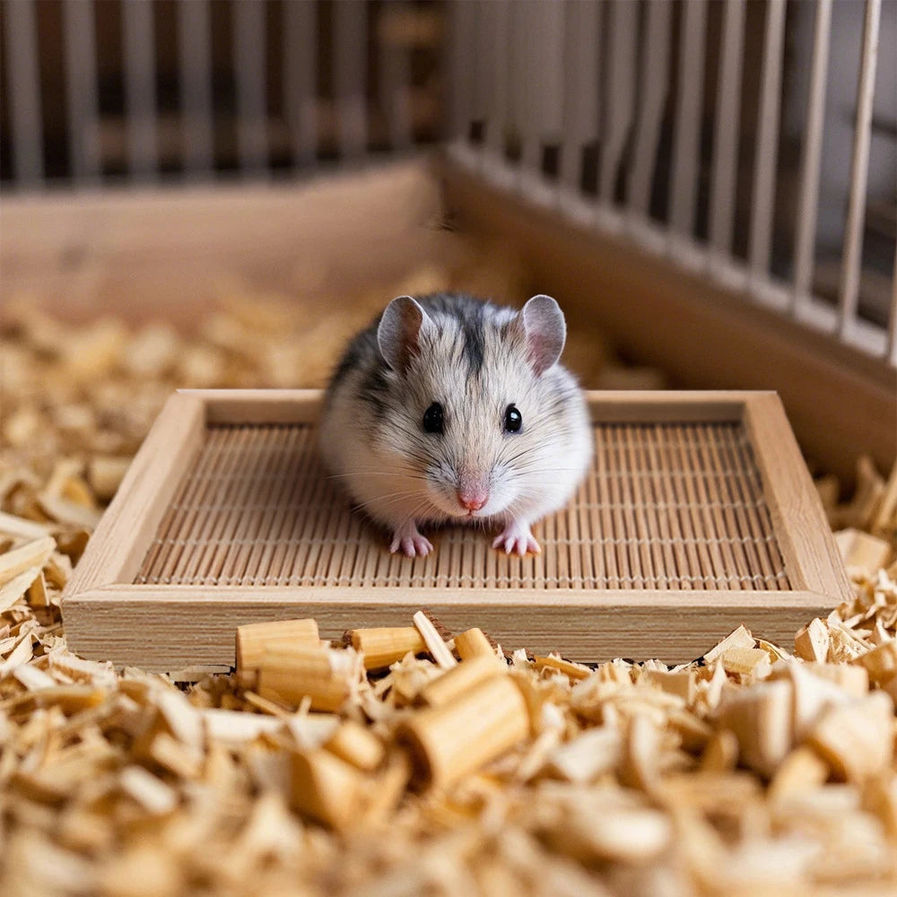 Wooden Hamster Cooling Pad Summer Breathable Guinea Pig Mat Square Small Animal Mat for Guinea Pig Chinchilla Hamster