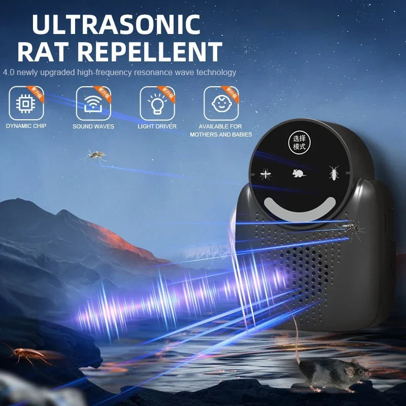 2026 USB Indoor Pest Repellent Ultrasonic Exterminato Cockroach Rodent Mouse Insect Mosquito Safe Ultrasonic Mouse Repellent