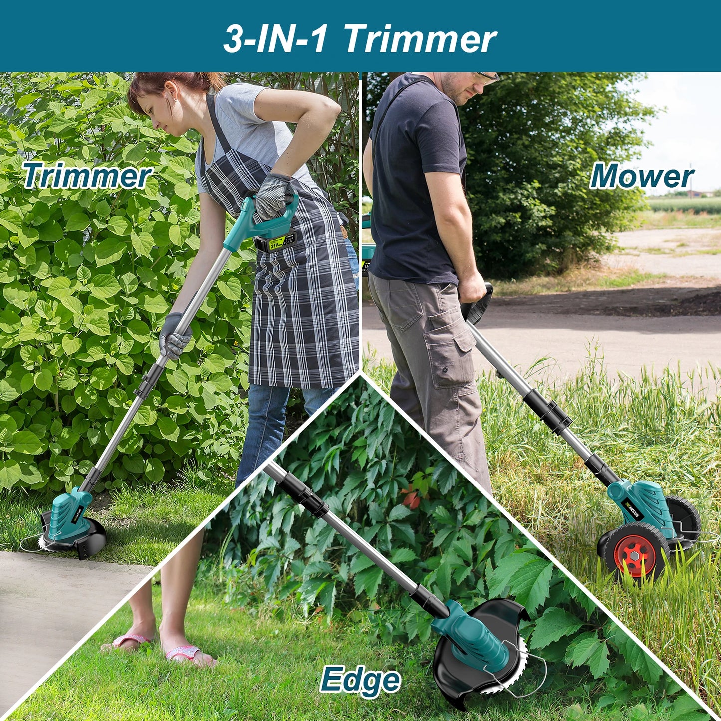 Gisam 8 Inch Brushless Electric Lawn Mower Cordless Grass Trimmer Adjustable Garden Cutter Power Tool For Makita 18V Battery Pin