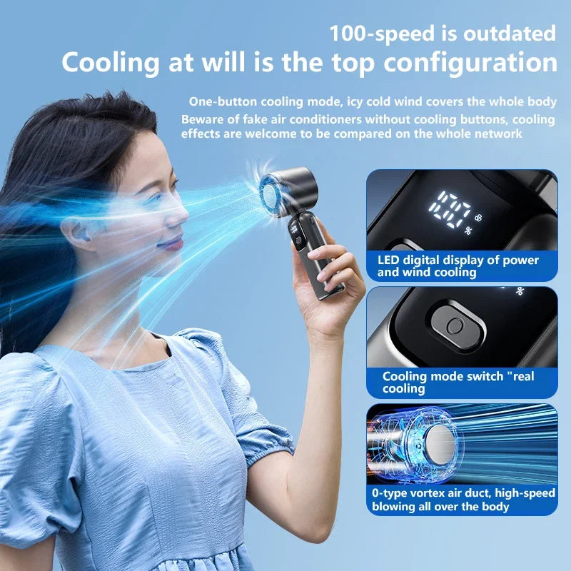Lenovo Ice Compress Handventilator Draagbare Buiten USB Digitaal Display Opvouwbare Koeling Hoge Snelheid Turbine Kleine Ventilator