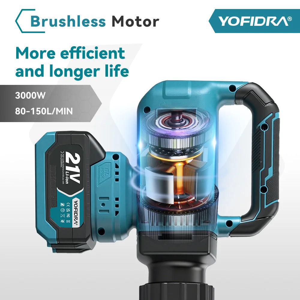 YOFIDRA 3000W 80-150L/Min Brushless Water Transfer Pump 3 Gears Cordless Stick Liquid Extraction Machine For Makita Battery Pin