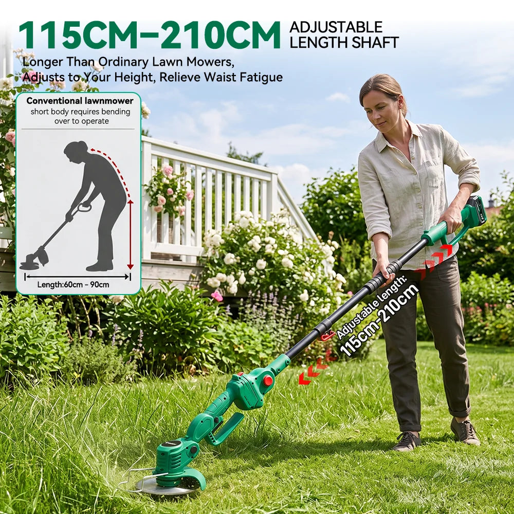 NEWBENY Ensemble d'outils de jardinage 3-en-1 : tondeuse à gazon sans fil, tronçonneuse électrique et coupe-bordures télescopique pour batterie Makita 21V