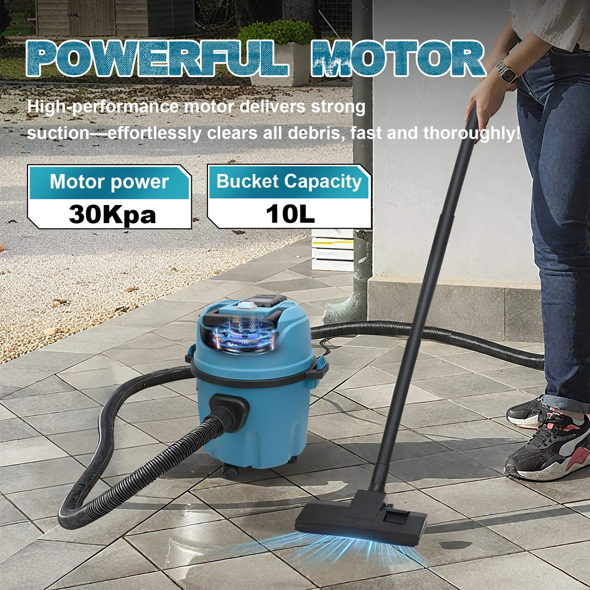 Gisam 10L Elektrische Nat- en Droogzuiger 30Kpa Snoerloze Industriële Huishoudelijke Stofzuiger voor Makita 18V Accu