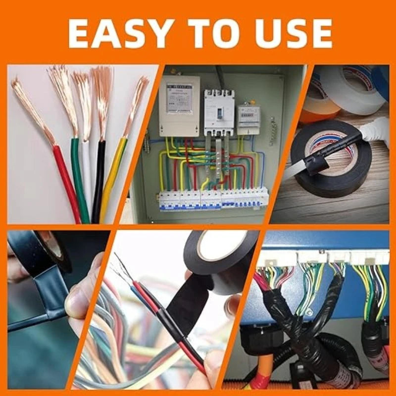 6m/roll Black Electrical Tape High-Temperature Resistant Electrical Tape Durable Soft Insulating Adhesive Electrical Tape