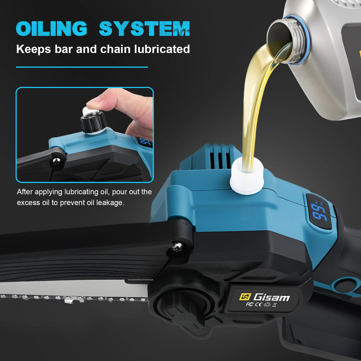 Tronçonneuse d'élagage électrique sans balais Gisam de 8 pouces, outil de scie électrique pour le travail du bois rechargeable, compatible avec les batteries Makita 18 V