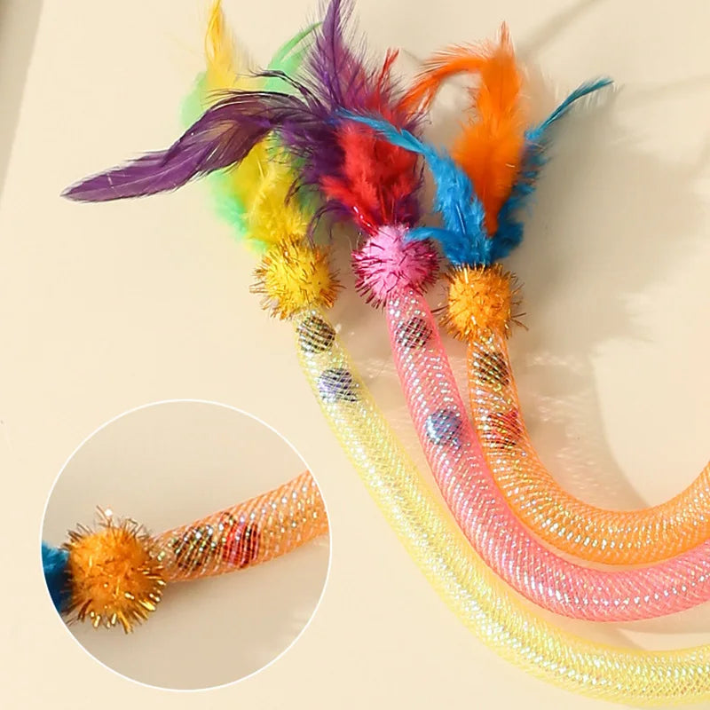 Interactive Cat Toy Funny Cat Stick toys Cat Teaser Wand with Feather Bell Kitten Playing Toys Cat Accessories