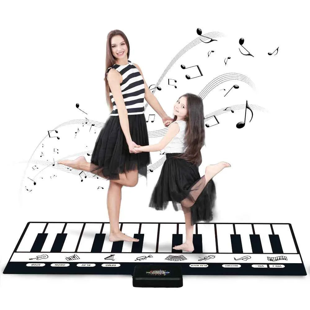 180x72cm Musical Piano Mat for Kids - Electronic Black & White Keyboard Baby Play Mat Rug Early Educational Toy Gift