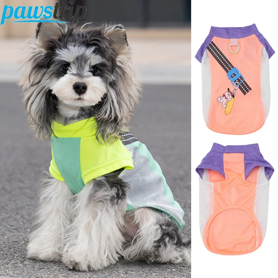 Summer Thin Dog Vest Cute Print Dog Mesh Clothes Breathable Puppy T-Shirt Chihuahua Yorkie Clothing Dog Accessories