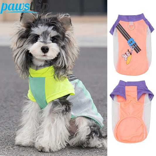 Summer Thin Dog Vest Cute Print Dog Mesh Clothes Breathable Puppy T-Shirt Chihuahua Yorkie Clothing Dog Accessories