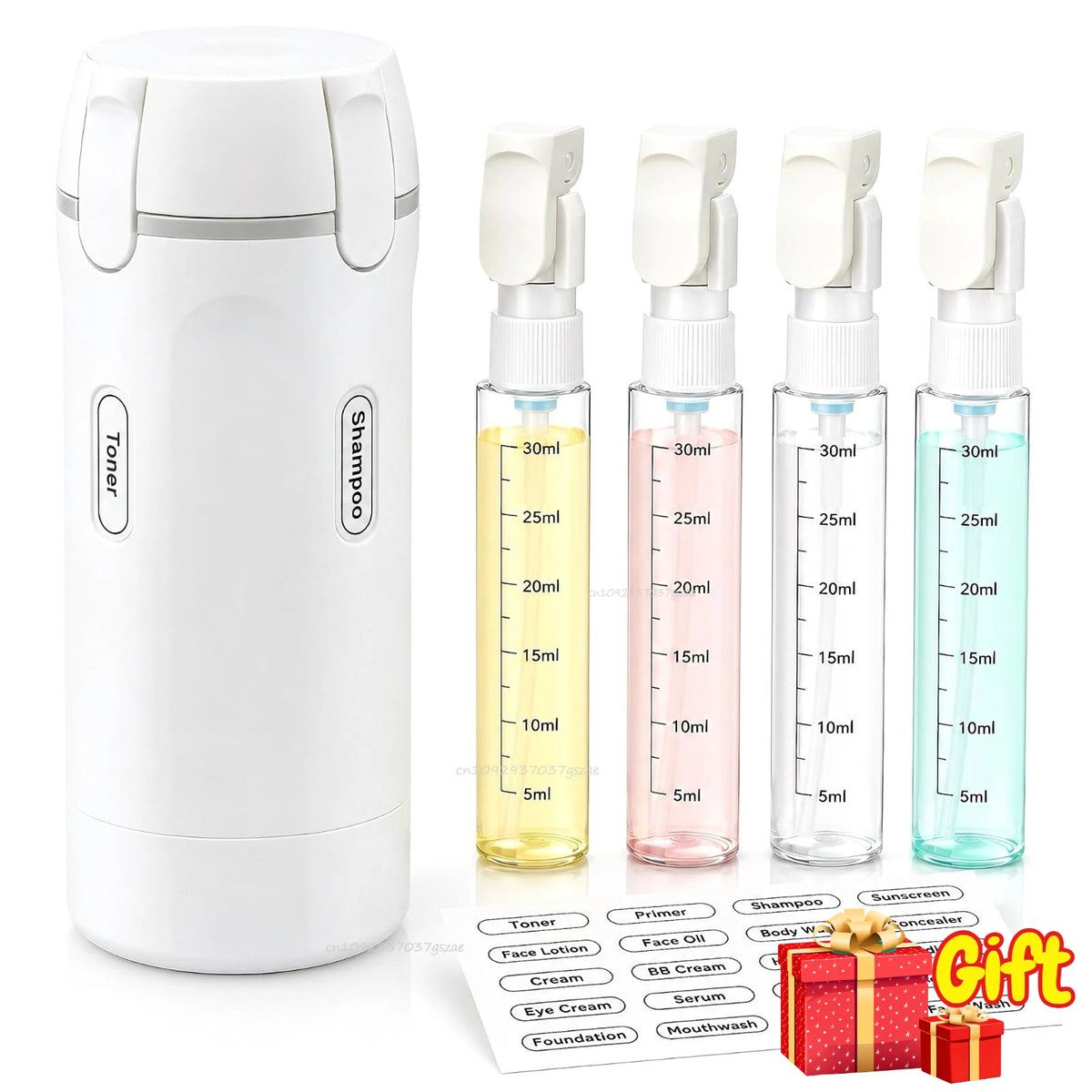 4 in 1 Travel Dispenser Portable Leakproof Travel Bottle Dispenser Set for Perfume Shampoo Conditioner Lotion Toiletry Container