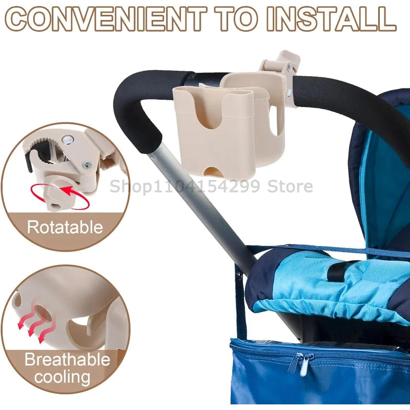 2-in-1 Stroller Cup & Phone Holder Universal Bottle Bracket Holder for Stroller Wheelchair Bike Accessories Stroller Accessories