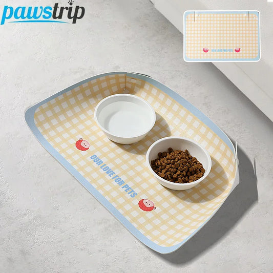 PU 45x30cm Pet Feeding Mat Half-surrounding Pet Placemat for Cats Dogs Non-Slip Dog Feeding Mat Cat Placemat Dog Accessories
